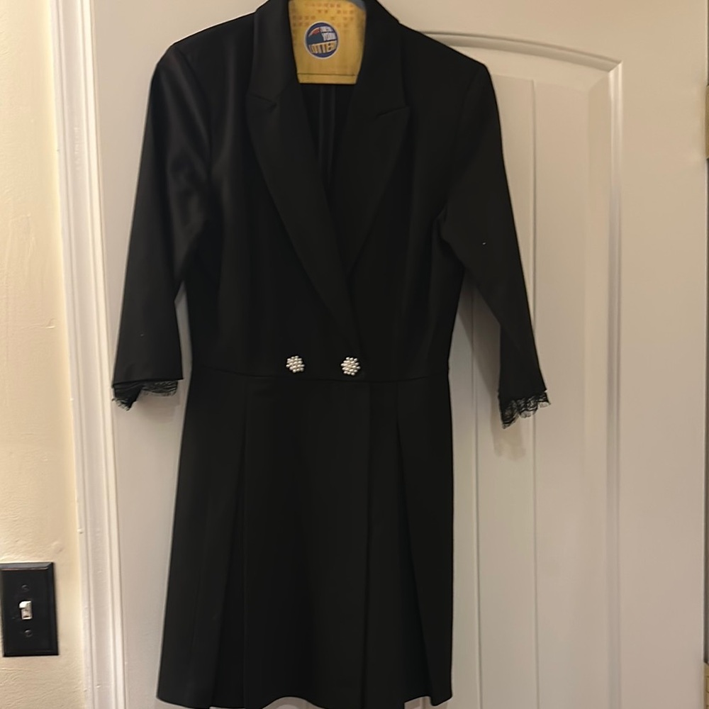 Zara Black tuxedo romper with Pearl Buttons size M